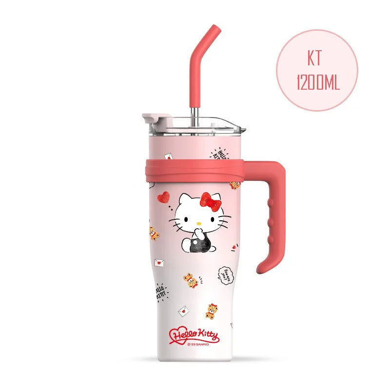 1200ML Sanrio Thermos WaterBottle Cute Large Capacity Straw Cup Steel