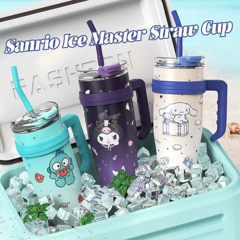 1200ML Sanrio Thermos WaterBottle Cute Large Capacity Straw Cup Steel