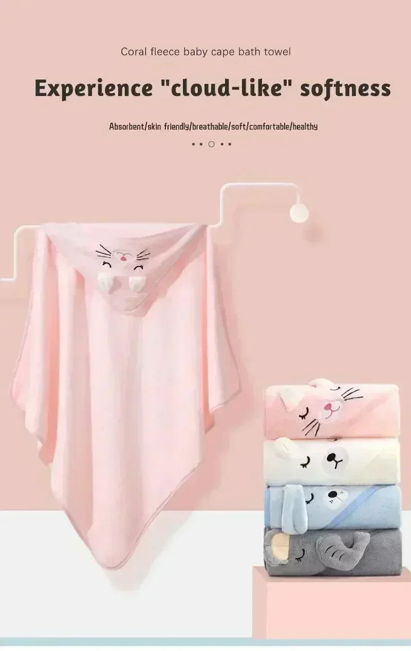 Animal Baby Bath Towel Coral Fleece Bath Towels 0-12 Months