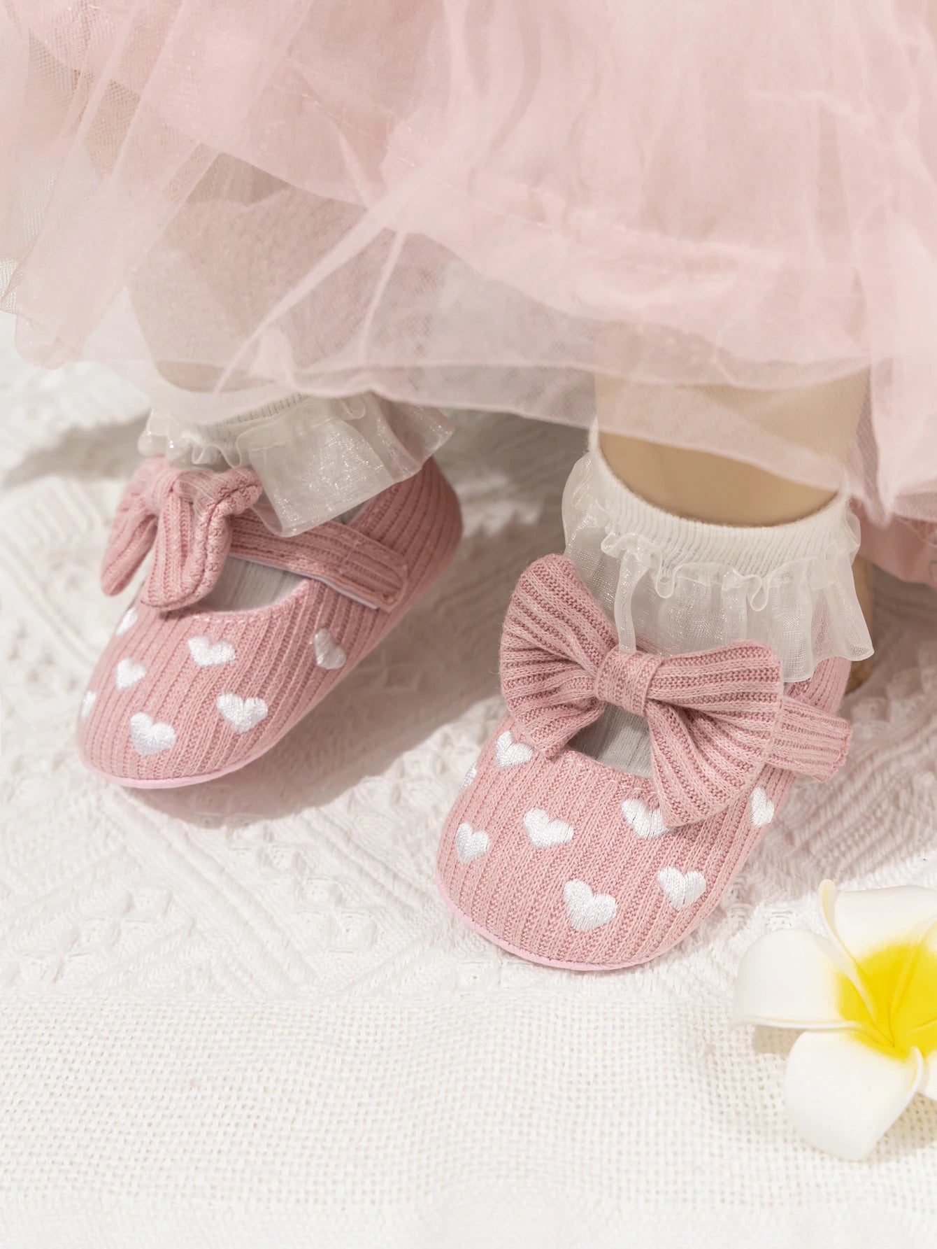 Meckior Spring Sole Baby Girl Shoes Newborn Bow Love First Walkers Anti-slip Baby Casual Shoes Moccasins