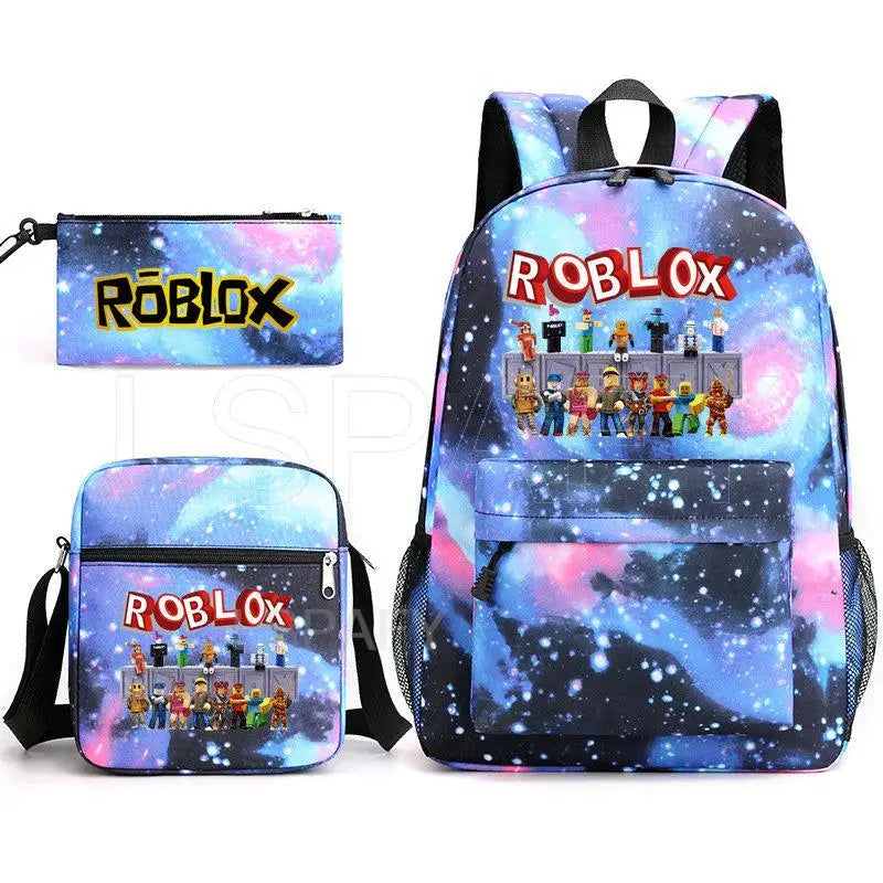New Roblox Backpack Large Capacity School Bag 3Pcs Set