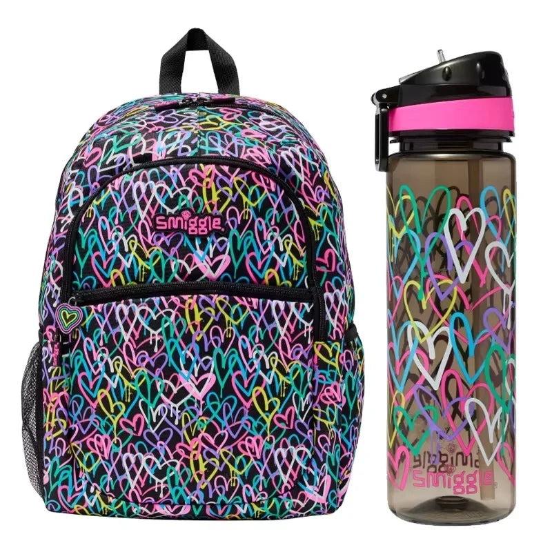 Smiggle Black Colored Graffiti Love Student Backpack