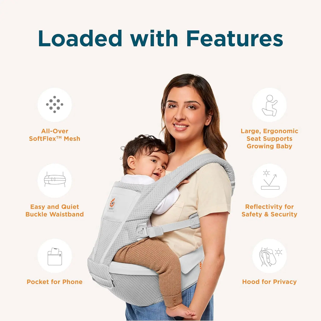 Ergobaby Breathable Baby Carrier with Enhanced Lumbar Support and Lightweight Comfort