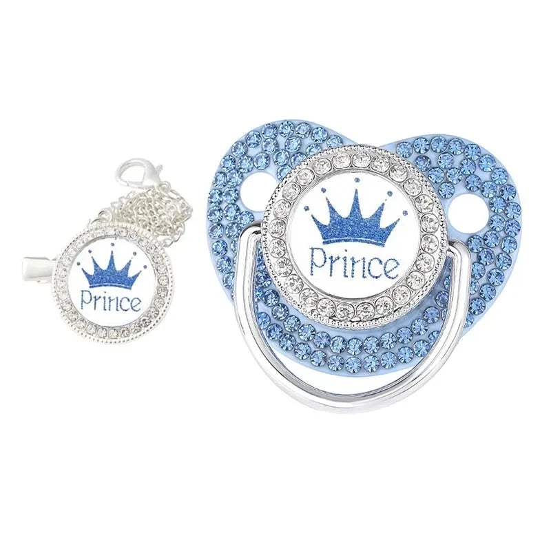 Luxury Rhinestones Baby Pacifier Chain Clips with Lid