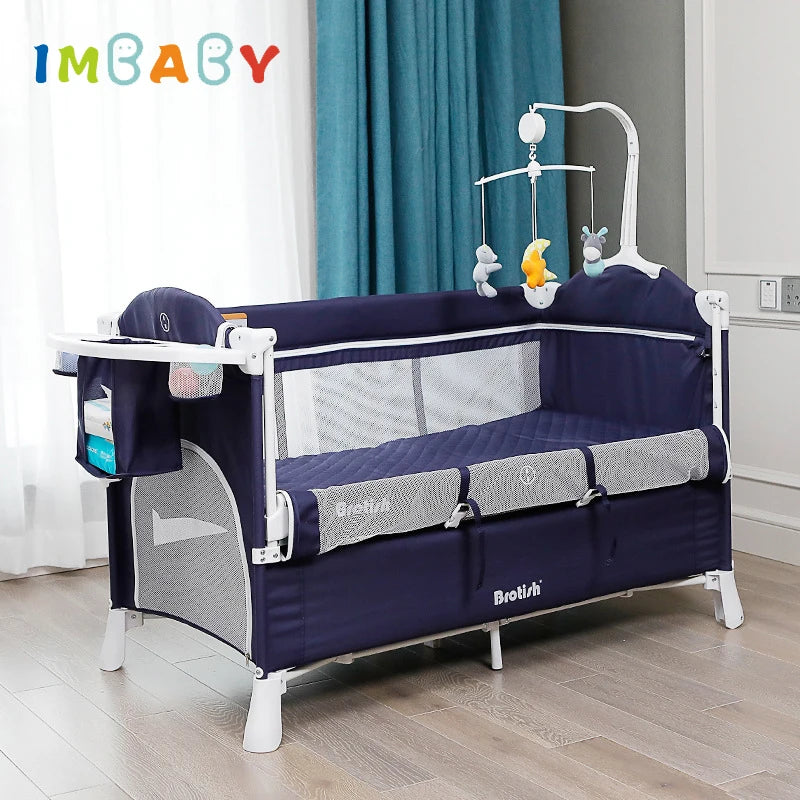 IMBABY Newborn Baby Bed Multifunctional Baby Cribs Foldable Baby Cot With Diaper Table Crib Cradle Double Decker Cribs