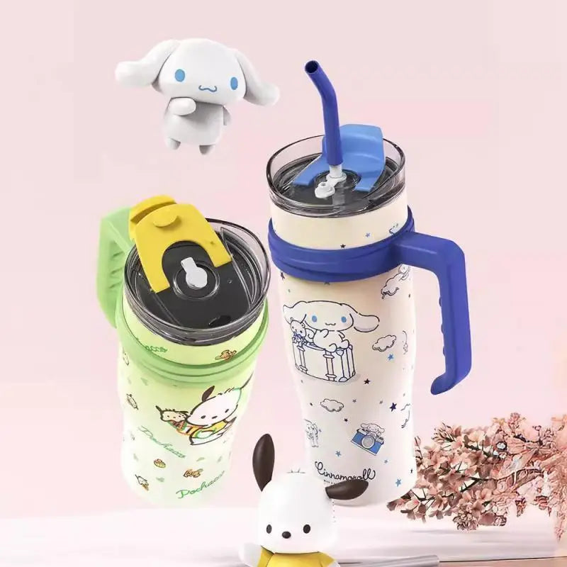 1200ML Sanrio Thermos WaterBottle Cute Large Capacity Straw Cup Steel