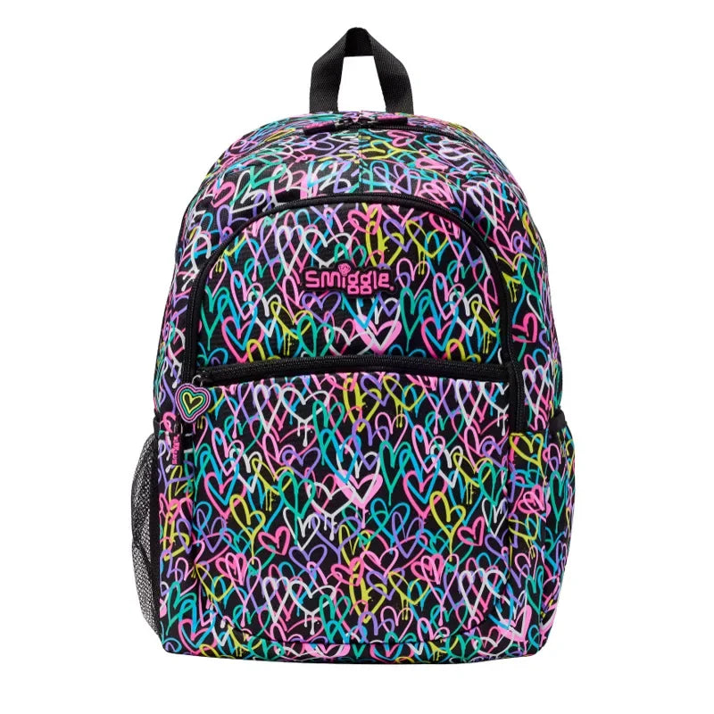 Smiggle Black Colored Graffiti Love Student Backpack