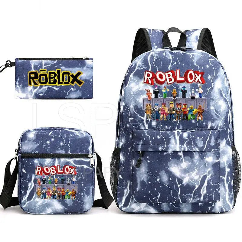 New Roblox Backpack Large Capacity School Bag 3Pcs Set